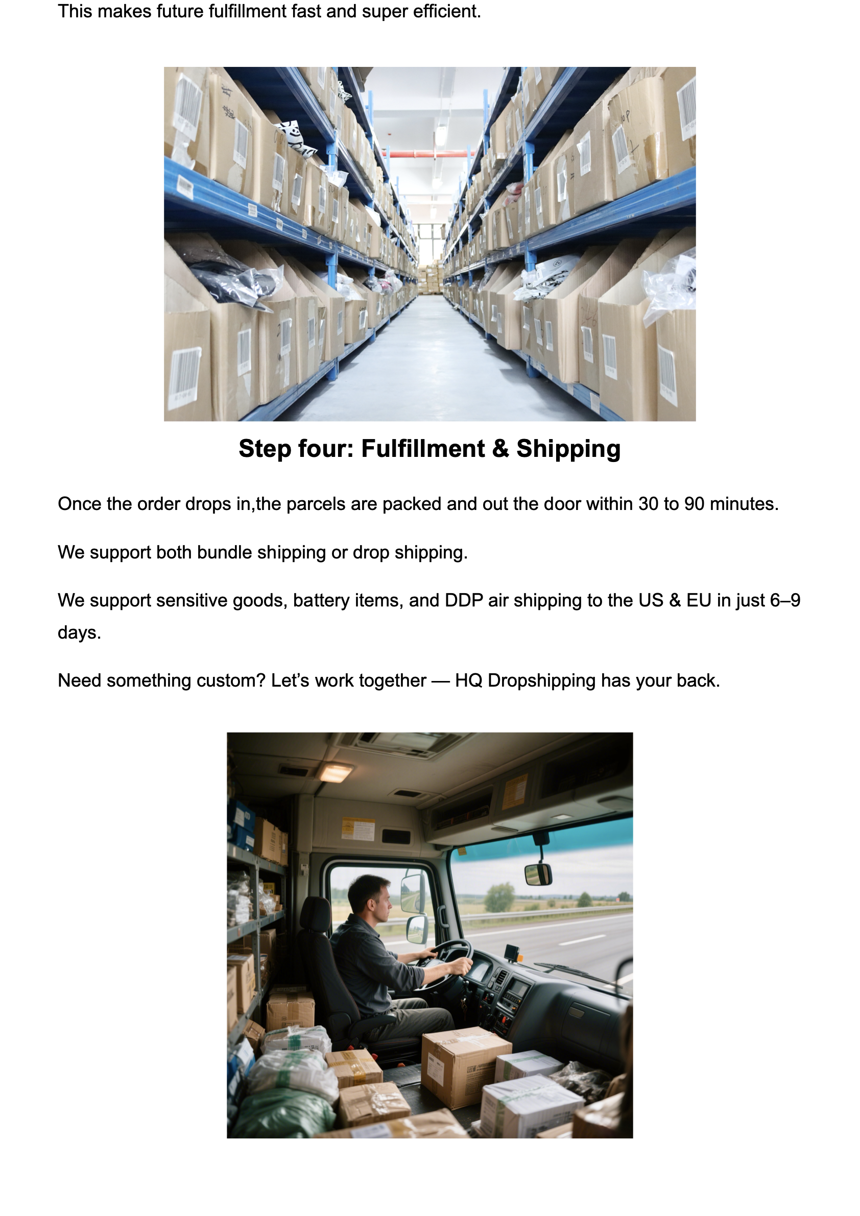 HQ Dropshipping Order Inbound Workflow | Efficient Warehousing from China to EU/US