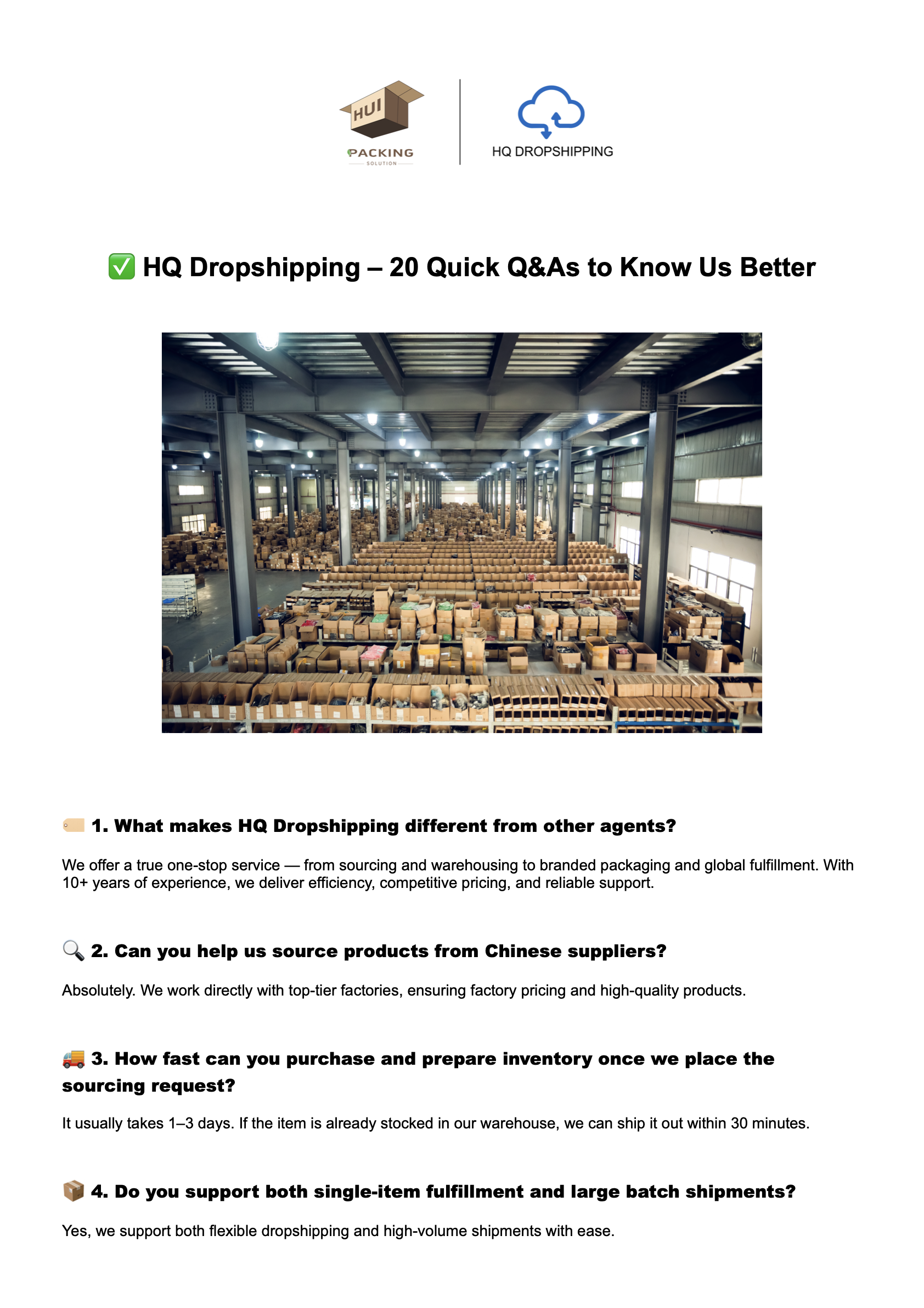 hq dropshipping q&a 2025 – one-stop fulfillment, sourcing, and shipping from china