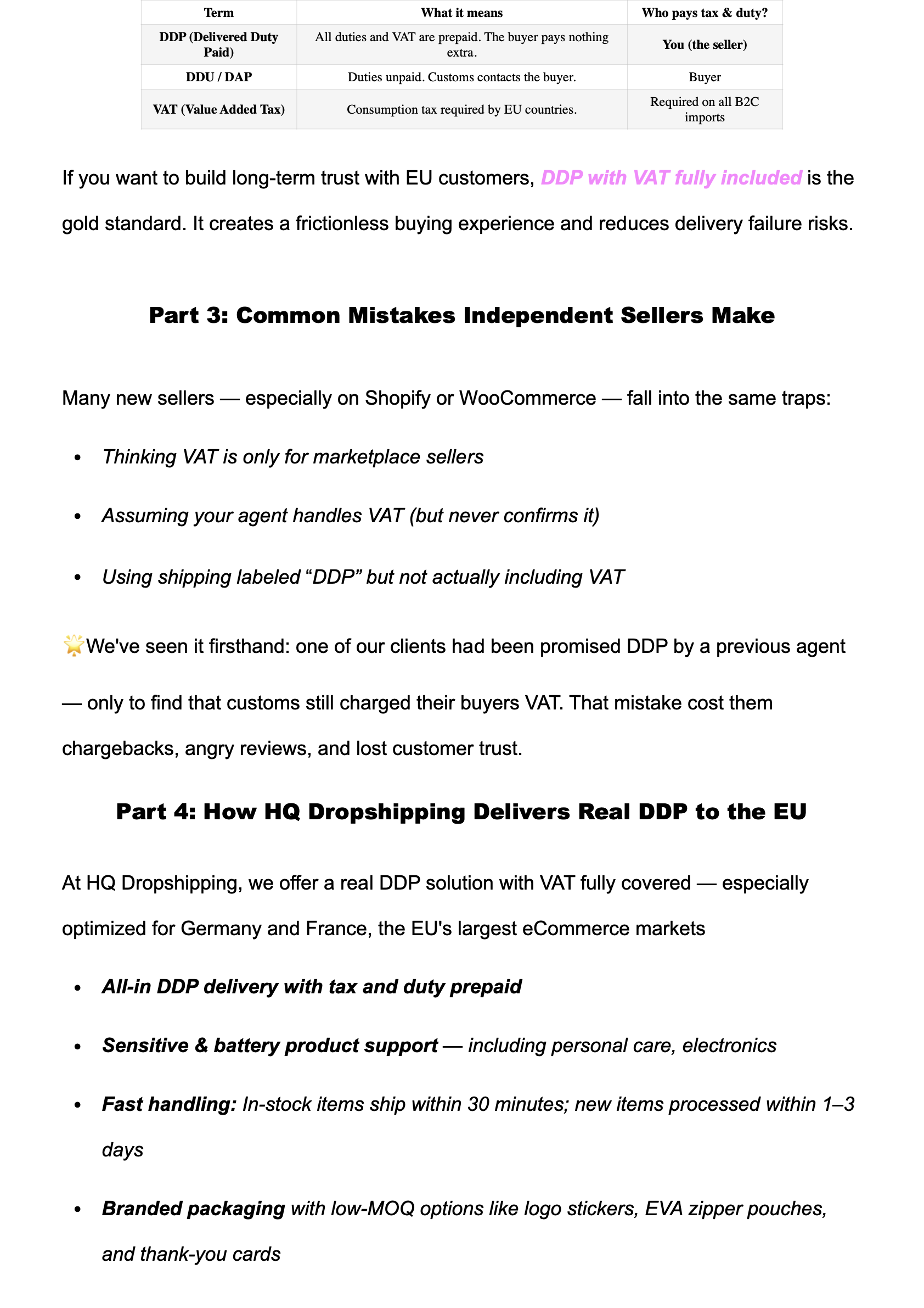europe dropshipping fulfillment